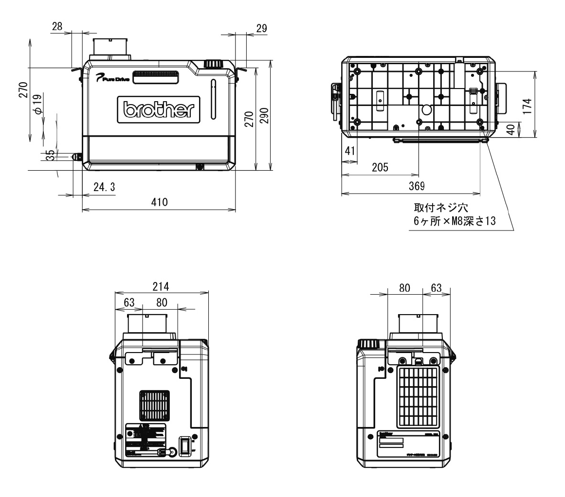 製品図面：本体 (ダクト含まず)